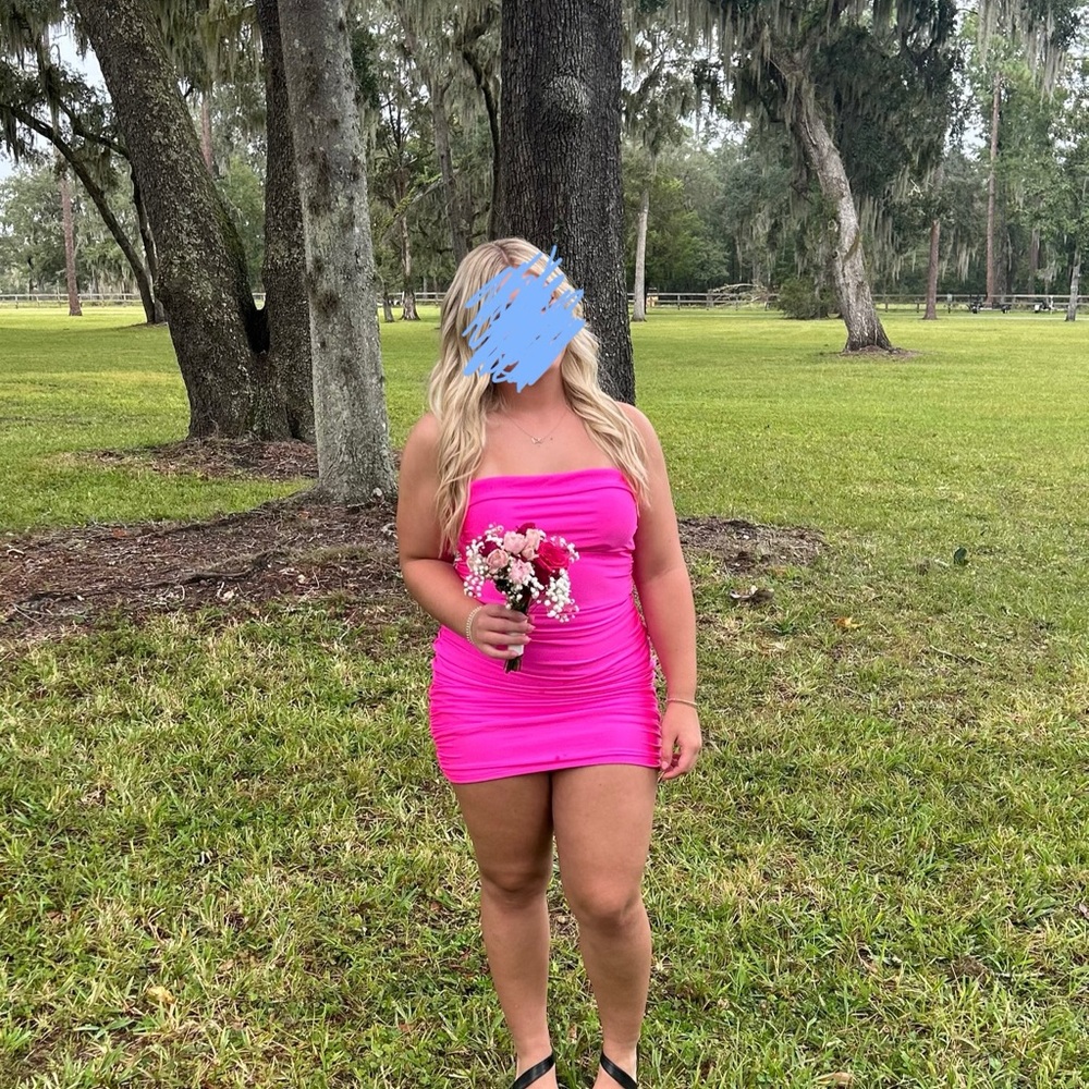 Vibrant Pink Strapless Dress